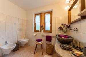 圣瓦卜尔加Panorama Apartment Raffeinhof的一间带水槽和卫生间的浴室
