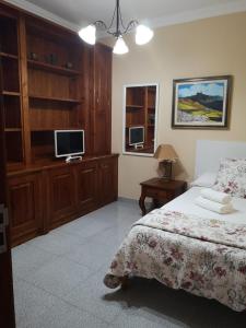 因赫尼奥Vivienda el Timón的一间卧室配有一张床和一台平面电视