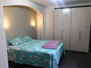 阿雷格里港Linda casa Assunção com Piscina Aquecida的一间带床和橱柜的小卧室