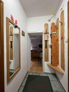 普雷代亚尔Cabana Celesta的墙上的走廊上设有镜子和滑板