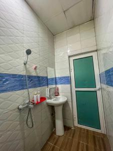 达累斯萨拉姆Mars cozy apartment的一间带水槽和淋浴的浴室