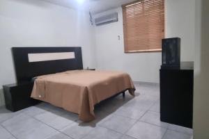 坦皮科Departamento Planta Baja para 6的一间卧室配有一张床和一台平面电视