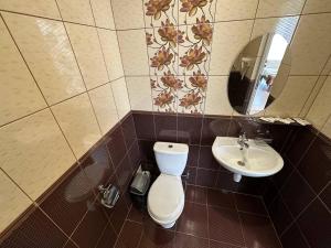 利沃夫塞萨尔酒店的一间带卫生间和水槽的浴室