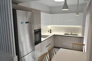 卡尔季察Modern Luxury Suite的厨房配有不锈钢冰箱和水槽