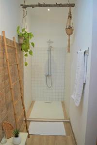 阿莱尼阿Mas Sant Jordi的浴室设有白色瓷砖淋浴。