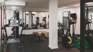 马德里泽尼特奥尔加斯伯爵酒店的健身房设有数台跑步机和镜子