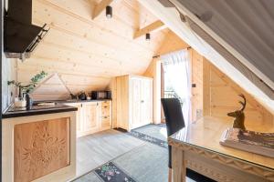 扎科帕内Highlander Heart Residence的小木屋内的厨房,配有柜台