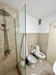 布宜诺斯艾利斯布尔内斯公寓的带淋浴、卫生间和盥洗盆的浴室