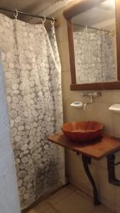 乌尼翁镇YANAY的一间带水槽和淋浴帘的浴室