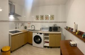 阿利坎特Miniloft en la playa的厨房配有水槽和洗衣机