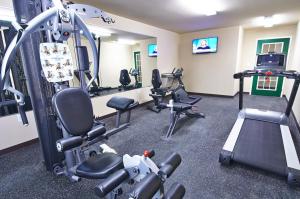 普莱森顿Savannah Suites Pleasanton的一间健身房,里面配有跑步机和机器