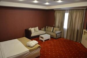 巴库Ariva Hotel and Spa的酒店客房,配有床和沙发