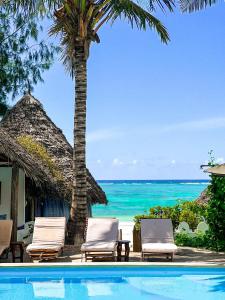 马特姆维桑给巴尔度假酒店 的一个带椅子的游泳池,享有海景