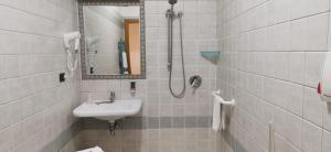 圣乔瓦尼·罗通多Hotel San Francesco的一间带水槽和淋浴的浴室