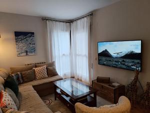 塞尔勒Cerler-Prados de Velarta C2 8 -vistas panorámicas的带沙发和平面电视的客厅