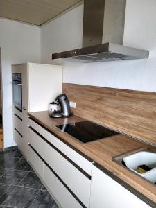 萨尔布吕肯schöne, modernisierte Wohnung - Dudweiler的厨房配有水槽和炉灶 顶部烤箱