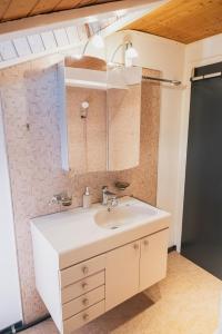 布里格Glishorn Blick的浴室设有白色水槽和镜子