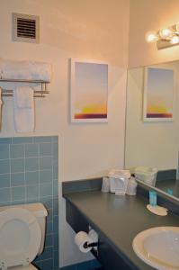 瑟莫波利斯Hot Springs Hotel & Spa的一间带水槽、卫生间和镜子的浴室