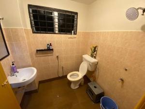 万挠Tanjung Hijau Homestay, Bukit Beruntung的一间带卫生间和水槽的浴室