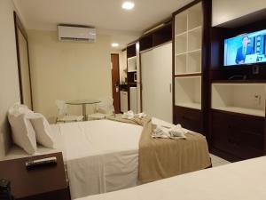 纳塔尔PONTA NEGRA FLAT APART的配有一张床和一台平面电视的酒店客房