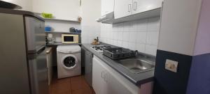 拉萨尔勒班Le Tournesol的一个带水槽和洗衣机的小厨房