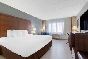巴尔的摩Clarion Hotel & Suites BWI Airport North的酒店客房设有一张大床和一台电视。