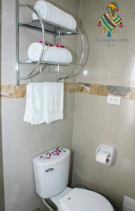 库斯科ANDEAN VALLEY HOTEL的一间带卫生间和毛巾的小浴室