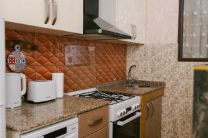巴统Ekaterine's Apartments的厨房配有炉灶和水槽