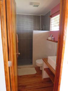 马拉帕斯加特潘尼海滩聚居村的带淋浴、卫生间和盥洗盆的浴室