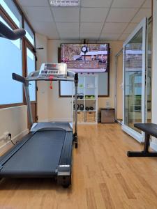 坎加斯-德奥尼斯坎加斯奥尼斯城酒店的健身房设有跑步机,房间设有电视