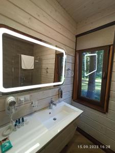 StarychiЯвір Резорт的一间带水槽和镜子的浴室