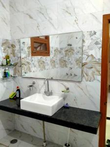 Rāja SānsiVishal's homestay的一间带水槽和镜子的浴室
