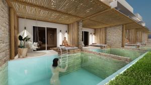 耶奥伊乌波利斯Sofia Resort Luxury Suites的 ⁇ 染带游泳池的别墅