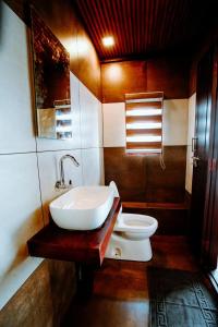 阿勒皮Why Not Houseboat的一间带水槽和卫生间的浴室
