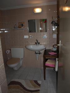 布鲁西奥Al Piazzo 414的浴室配有盥洗盆、卫生间和盥洗盆。