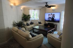 圣詹姆斯Gully Point的带沙发和平面电视的客厅