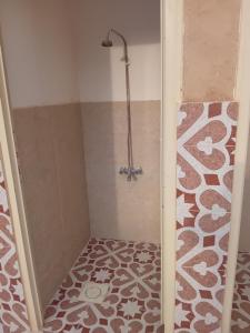 布赖代شاليه ندى的带淋浴的浴室(铺有瓷砖地板)