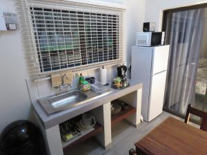穆西纳Parksig Self Catering的一间带水槽和冰箱的小厨房