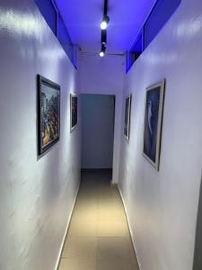 Suru LereJesam House的博物馆墙上挂有绘画的走廊