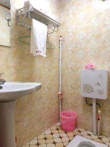 新都桥镇祝吉客栈的一间带水槽和卫生间的浴室