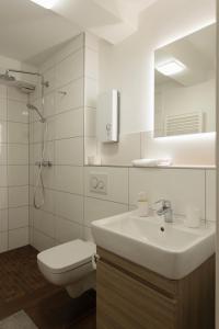 杜伊斯堡Central apartment with Terrace的一间带水槽、卫生间和镜子的浴室