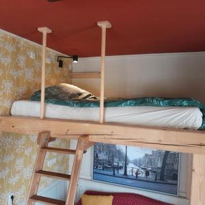 SilvoldeB & B De Groene Slaper的带梯子的客房内的双层床