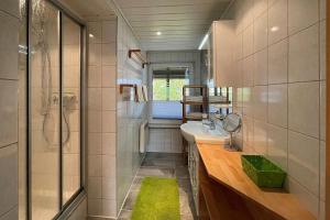 Scheibe-AlsbachFerienhaus-Hellmich的一间带水槽和淋浴的小浴室