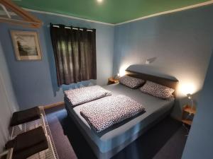温特贝格adBs Ferienhaus的一间卧室配有一张带两个枕头的床