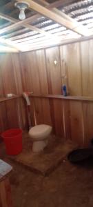 FamMANDAROU HOMESTAY RAJA AMPAT的木墙浴室设有卫生间