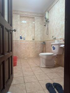 胡志明市Home Tea An Yên Dorm的浴室配有卫生间、盥洗盆和淋浴。