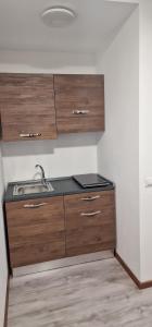 Gorla MinoreVilla Terzaghi的一个带木制橱柜和水槽的厨房