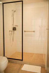 麦德林麦德林维亚焦格兰德精选酒店的浴室里设有玻璃门淋浴