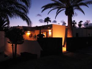 科斯塔特吉塞Bungalow LIDO-Playa Roca residence with sea front access - Free AC - Wifi的前面有棕榈树的房子