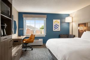 博林格林鲍灵格林智选假日酒店的配有一张床、一张书桌和一扇窗户的酒店客房
